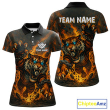 Load image into Gallery viewer, Personalized 8 Ball Tiger Fire Billiard Shirt For Women Custom Pool Team Jersey Polo &amp; 1/4 Zip TDM4538