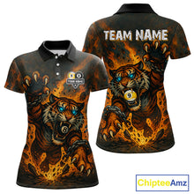 Load image into Gallery viewer, Personalized 8 &amp; 9 Ball Tiger Fire Billiard Shirt For Women Custom Pool Team Jersey Polo &amp; 1/4 Zip TDM4539
