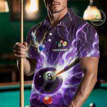 Load image into Gallery viewer, Thunder Lightning Strike 8 Ball Men Billiard Shirts Custom Purple Billiard League Pool Team Jersey TDM4544