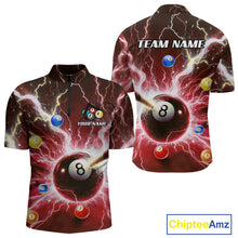 Load image into Gallery viewer, Thunder Lightning Strike 8 Ball Men Billiard Shirts Custom Red Billiard League Pool Team Jersey TDM4545