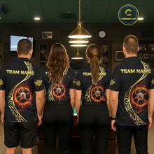 Load image into Gallery viewer, Personalized 8 Ball Fire Gold Tribal Billiard Shirt For Men, Billiard Jersey Team Polo &amp; 1/4 Zip TDM5401