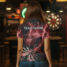 Load image into Gallery viewer, Red Black Thunder Lightning Dart Shirt &amp; Pocket For Women Custom Dart Jersey TDM3523