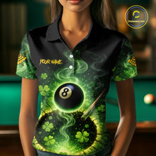 Load image into Gallery viewer, Personalized St Patrick Day Smoke 8 Ball Billiard Shirt For Women, Luckiest Shamrock Pool Jersey TDM5899