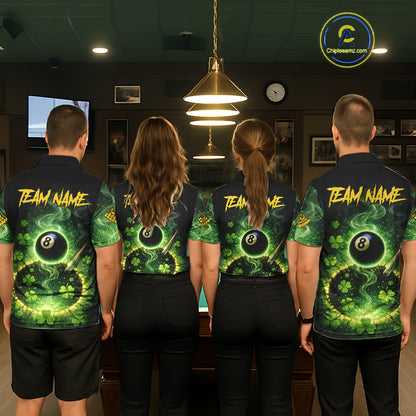 Personalized St Patrick Day Smoke 8 Ball Billiard Shirt For Women, Luckiest Shamrock Pool Jersey TDM5899