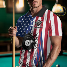 Load image into Gallery viewer, Funny Break 8 Ball Pool Billiard Shirt For Men Custom American Flag Pool Jersey Team Polo, 1/4 Zip TDM6036