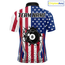 Load image into Gallery viewer, Funny Break 8 Ball Pool Billiard Shirt For Men Custom American Flag Pool Jersey Team Polo, 1/4 Zip TDM6036