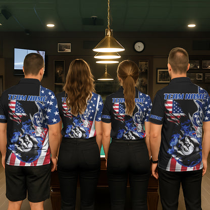 8 Ball Pool Claw American Flag Billiard Shirt For Men Custom Patriotic Billiard Team Jersey|Black TDM6042