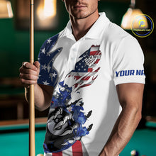 Load image into Gallery viewer, 8 Ball Pool Claw American Flag Billiard Shirt For Men Custom Patriotic Billiard Team Jersey|White TDM6043