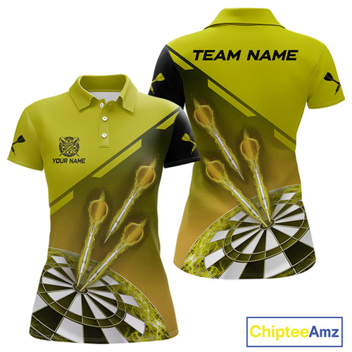 Personalized Yellow Dart Jerseys Polo & Quarter Zip Shirt For Women Custom Dart Shirts Team Uniform TDM4753