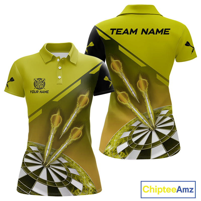 Personalized Yellow Dart Jerseys Polo & Quarter Zip Shirt For Women Custom Dart Shirts Team Uniform TDM4753