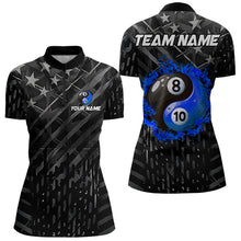 Load image into Gallery viewer, Black US Flag Ying And Yang 8 Ball &amp; 10 Ball Custom Billiard Shirts For Women Funny Billiard Jerseys TDM3540