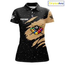 Load image into Gallery viewer, Custom Grunge American Flag 8 Ball Billiard Polo &amp; 1/4 Zip For Women, Pool Team Jersey |Beige TDM5901