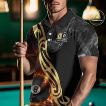 Load image into Gallery viewer, 8 Ball &amp; 9 Ball Flame Smoke Tribal Billiard Shirt For Men Custom Pool Team Jersey Polo &amp; 1/4 Zip TDM5907