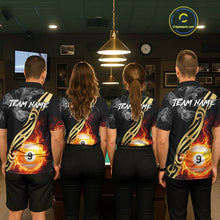 Load image into Gallery viewer, 8 Ball &amp; 9 Ball Flame Smoke Tribal Billiard Shirt For Men Custom Pool Team Jersey Polo &amp; 1/4 Zip TDM5907