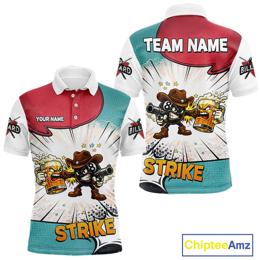 Funny Beer 8 Ball Pool Billiard Shirt For Men Custom Billiard Team Jersey Polo & 1/4 Zip TDM6052