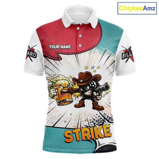 Funny Beer 8 Ball Pool Billiard Shirt For Men Custom Billiard Team Jersey Polo & 1/4 Zip TDM6052
