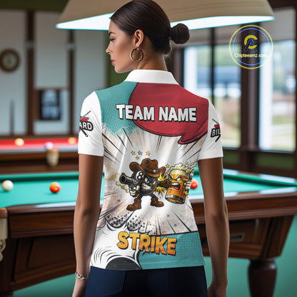 Funny Beer 8 Ball Pool Billiard Shirt For Women Custom Billiard Team Jersey Polo & 1/4 Zip TDM6052