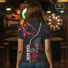 Load image into Gallery viewer, Personalized Red Darts Lightning Grim Reaper Polo &amp; 1/4 Zip, Darts Shirt For Women, Dart Team Jersey TDM6307