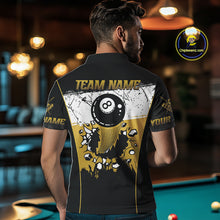 Load image into Gallery viewer, Personalized Yellow Funny Break 8 Ball Grunge Billiard Shirt For Men Custom Pool Team Jersey TDM4338