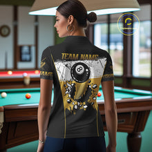 Load image into Gallery viewer, Personalized Yellow Funny Break 8 Ball Grunge Billiard Shirt For Women Custom Pool Team Jersey TDM4338