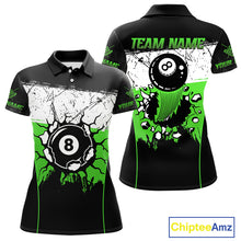 Load image into Gallery viewer, Personalized Green Funny Break 8 Ball Grunge Billiard Shirt For Women Custom Pool Team Jersey TDM4339
