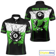 Load image into Gallery viewer, Personalized Green Funny Break 8 Ball Grunge Billiard Shirt For Men Custom Pool Team Jersey TDM4339