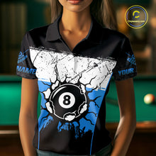 Load image into Gallery viewer, Personalized Blue Funny Break 8 Ball Grunge Billiard Shirt For Women Custom Pool Team Jersey TDM4340