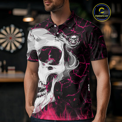 Personalized Pink 3D Fire Crack Skull Dart Shirts Custom Scary Dart Shirts For Men Dart Jersey TDM4762