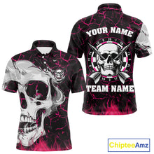 Load image into Gallery viewer, Personalized Pink 3D Fire Crack Skull Dart Shirts Custom Scary Dart Shirts For Men Dart Jersey TDM4762