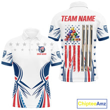 Load image into Gallery viewer, Patriotic American Flag 8 Ball Billiard Shirt For Men Custom Pool Team Jerseys Polo &amp; Quarter Zip TDM4769