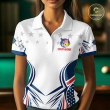 Load image into Gallery viewer, Patriotic American Flag 9 Ball Billiard Shirt For Women Custom Pool Team Jerseys Polo &amp; Quarter Zip TDM4770