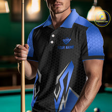 Load image into Gallery viewer, Black And Blue 8 Ball Pool Crown Billiard Shirt For Men Custom Billiard Jersey Team Polo &amp; 1/4 Zip TDM4990
