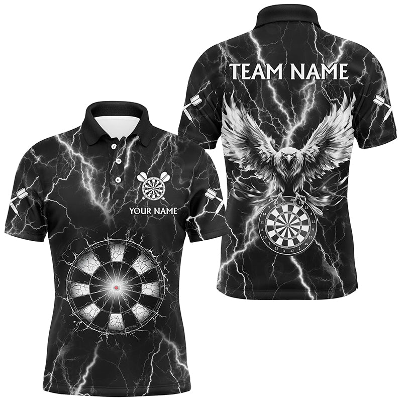 Personalized Black White Thunder Lightning Dart Shirts For Men Custom Eagle Dart Team Jerseys TDM2962