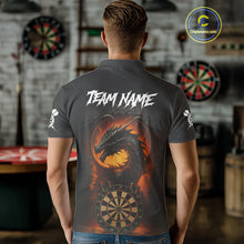 Load image into Gallery viewer, Personalized Black Grey Dragon Darts Shirt For Men Custom Fire Dart Jersey Team Polo &amp; 1/4 Zip TDM5179