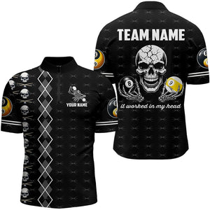 Billiard Skull 8 Ball & 9 Ball It Worked In My Head Custom Men Billiard Shirt Funny Billiard Jersey TDM3195