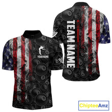 Load image into Gallery viewer, Personalized Smoke American Flag 8 Ball Billiard Shirts For Men Custom Patriotic Pool Team Jerseys TDM5430