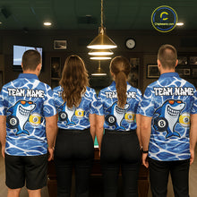 Load image into Gallery viewer, Blue Funny Shark 8 Ball &amp; 9 Ball Billiard Shirt For Men Custom Pool Team Jersey Polo &amp; 1/4 Zip TDM6056