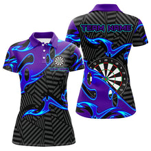 Load image into Gallery viewer, Custom Black Purple Tribal Flame Darts Polo Shirt For Women, Personalized Darts Team Jerseys TDM1429