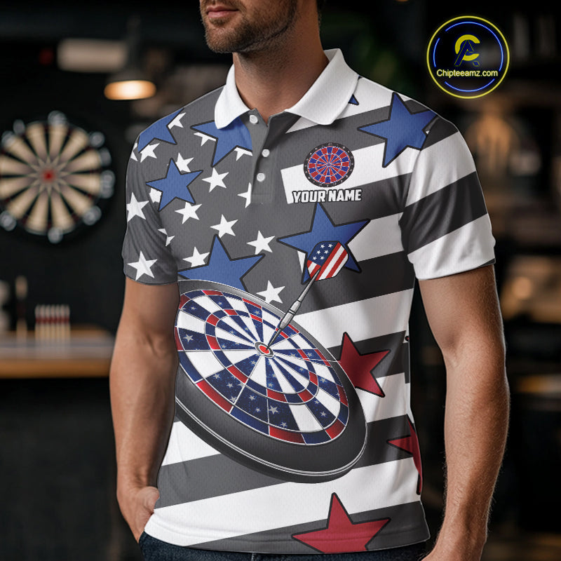 Patriotic American Flag Eagle Dart Shirts For Men Custom Darts Jerseys Team Polo & 1/4 Zip TDM3883