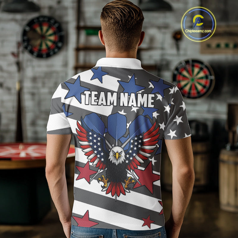 Patriotic American Flag Eagle Dart Shirts For Men Custom Darts Jerseys Team Polo & 1/4 Zip TDM3883