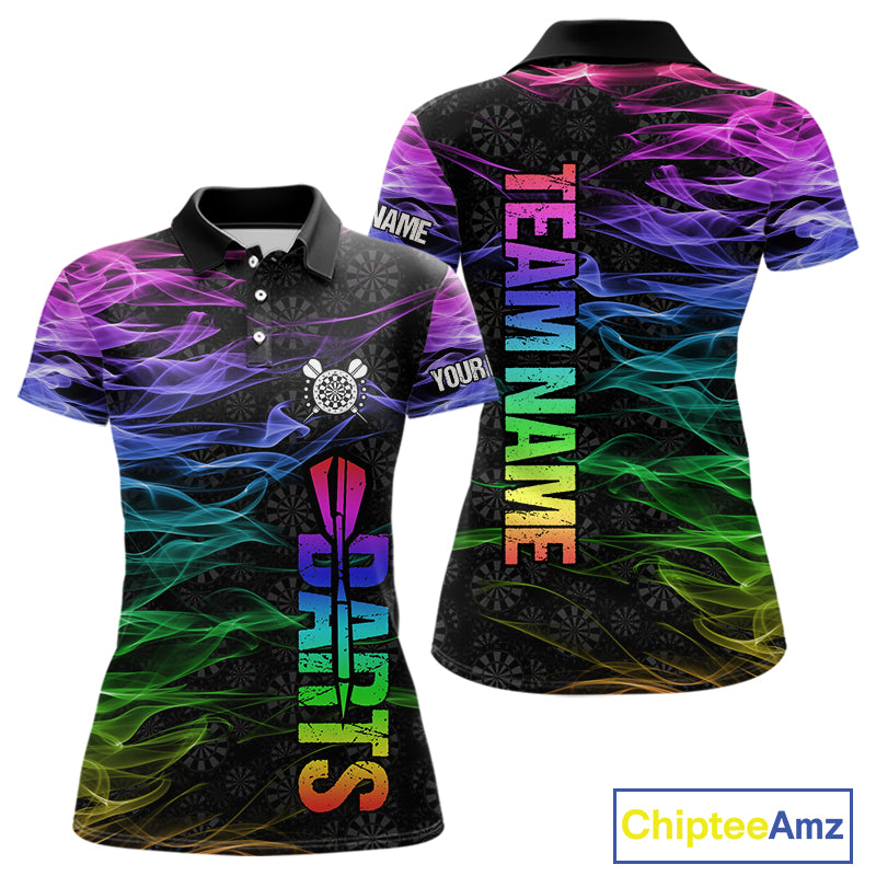 Custom Rainbow Smoke Darts Shirt For Women, Darts Team Jersey Pocket Option TDM3886