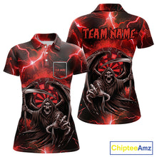 Load image into Gallery viewer, Red Grim Reaper Darts Shirt With Pocket Option For Women Custom Darts Jersey TDM3967