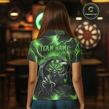 Load image into Gallery viewer, Green Grim Reaper Darts Shirt With Pocket Option For Women Custom Darts Jersey TDM3968