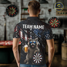 Load image into Gallery viewer, Funny Raccoon Grunge American Flag Darts Shirt For Men Custom Darts Jersey Team Polo &amp; 1/4 Zip TDM6483