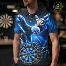 Load image into Gallery viewer, Personalized Blue Dartboard Galaxy Eagle Darts Shirt For Men, Darts Team Jersey Polo &amp; 1/4 Zip TDM6484