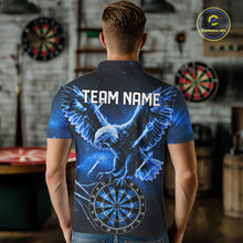Load image into Gallery viewer, Personalized Blue Dartboard Galaxy Eagle Darts Shirt For Men, Darts Team Jersey Polo &amp; 1/4 Zip TDM6484