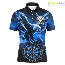 Load image into Gallery viewer, Personalized Blue Dartboard Galaxy Eagle Darts Shirt For Men, Darts Team Jersey Polo &amp; 1/4 Zip TDM6484