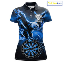 Load image into Gallery viewer, Personalized Blue Dartboard Galaxy Eagle Darts Shirt For Women, Darts Team Jersey Polo &amp; 1/4 Zip TDM6484