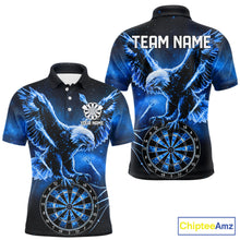 Load image into Gallery viewer, Personalized Blue Dartboard Galaxy Eagle Darts Shirt For Men, Darts Team Jersey Polo &amp; 1/4 Zip TDM6484