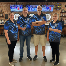 Load image into Gallery viewer, Personalized Blue Dartboard Galaxy Eagle Darts Shirt For Men, Darts Team Jersey Polo &amp; 1/4 Zip TDM6484